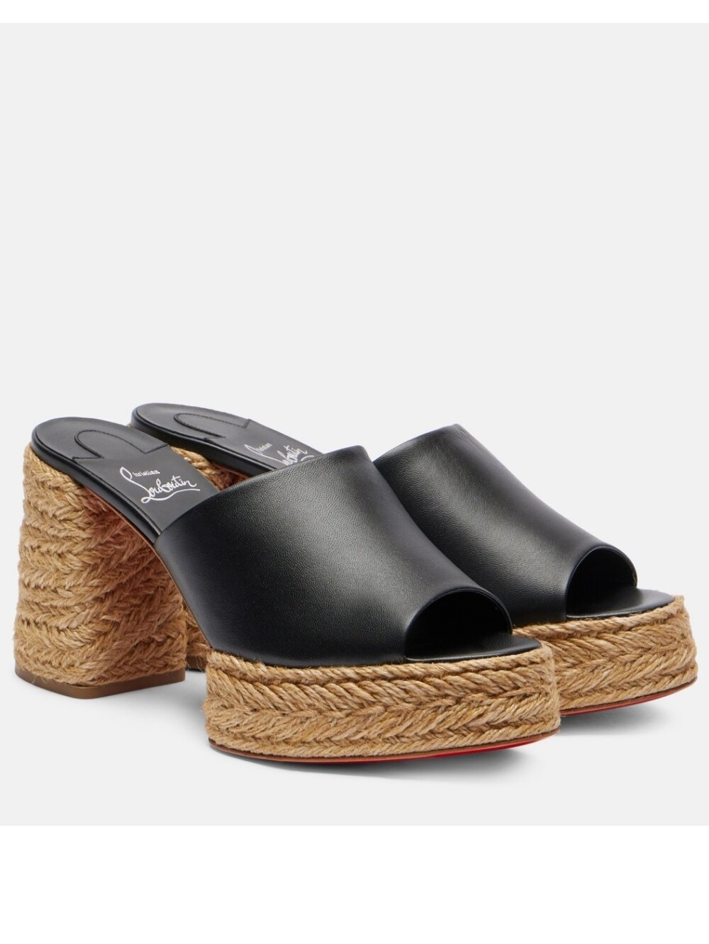 $945 Christian Louboutin Calakala 85 Black Leather Espadrille Sandals EU 39 US 9
